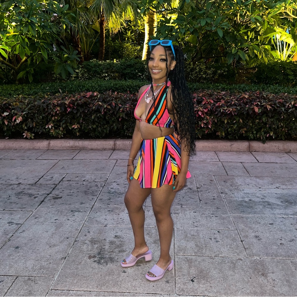 Colorful Striped Two-Piece Set